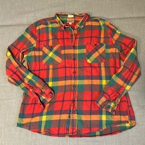 Vtg J. Crew Red and Green Plaid Flannel Women’s Shirt